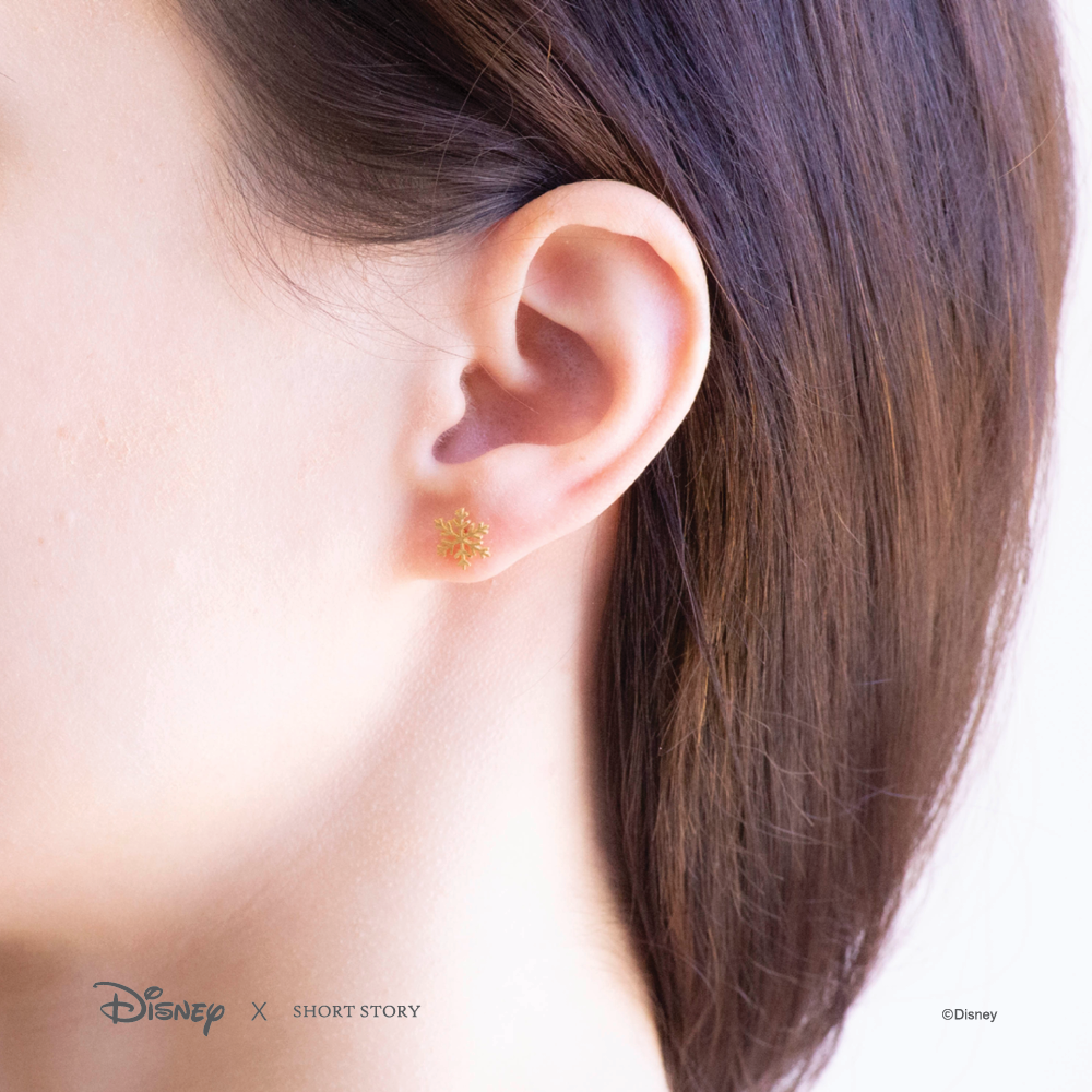 Disney x Short Story Earrings Elsa And Snowflake - Gold