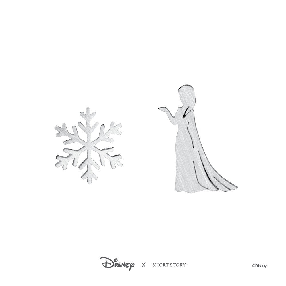 Disney x Short Story Earrings Elsa And Snowflake - Silver