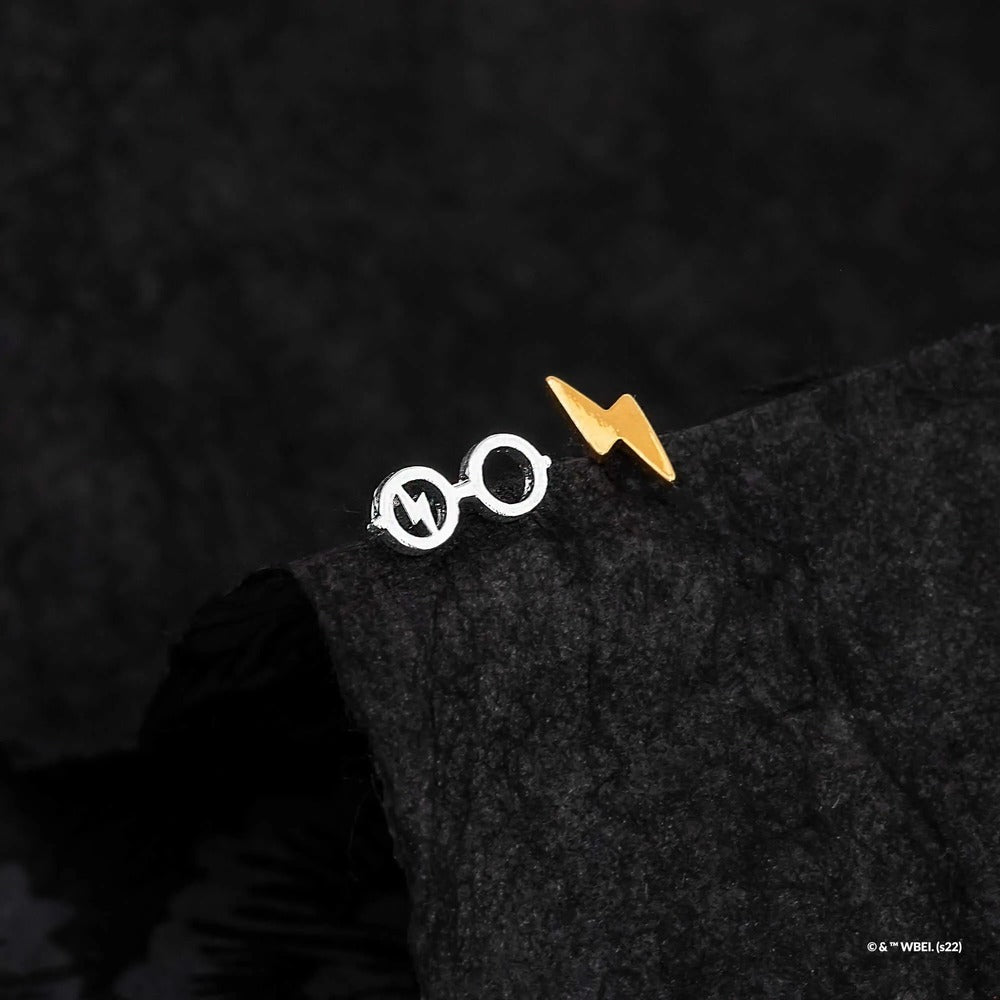 Harry Potter x Short Story Earrings - Glasses & Lightning Bolt