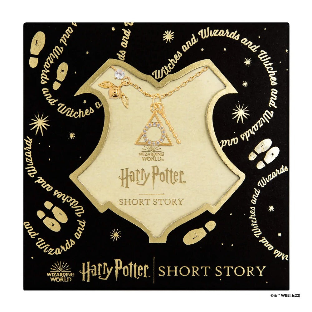 Harry Potter x Short Story Necklace - Deathly Hallows - Gold