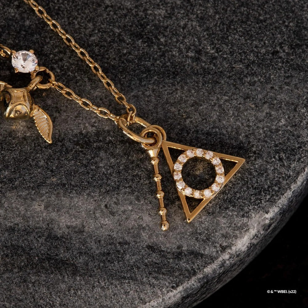 Harry Potter x Short Story Necklace - Deathly Hallows - Gold
