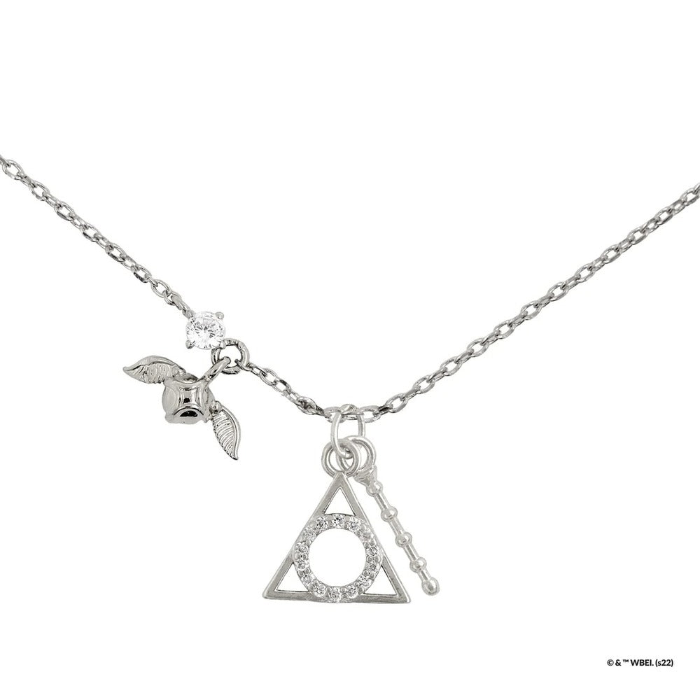 Harry Potter x Short Story Necklace - Deathly Hallows - Silver