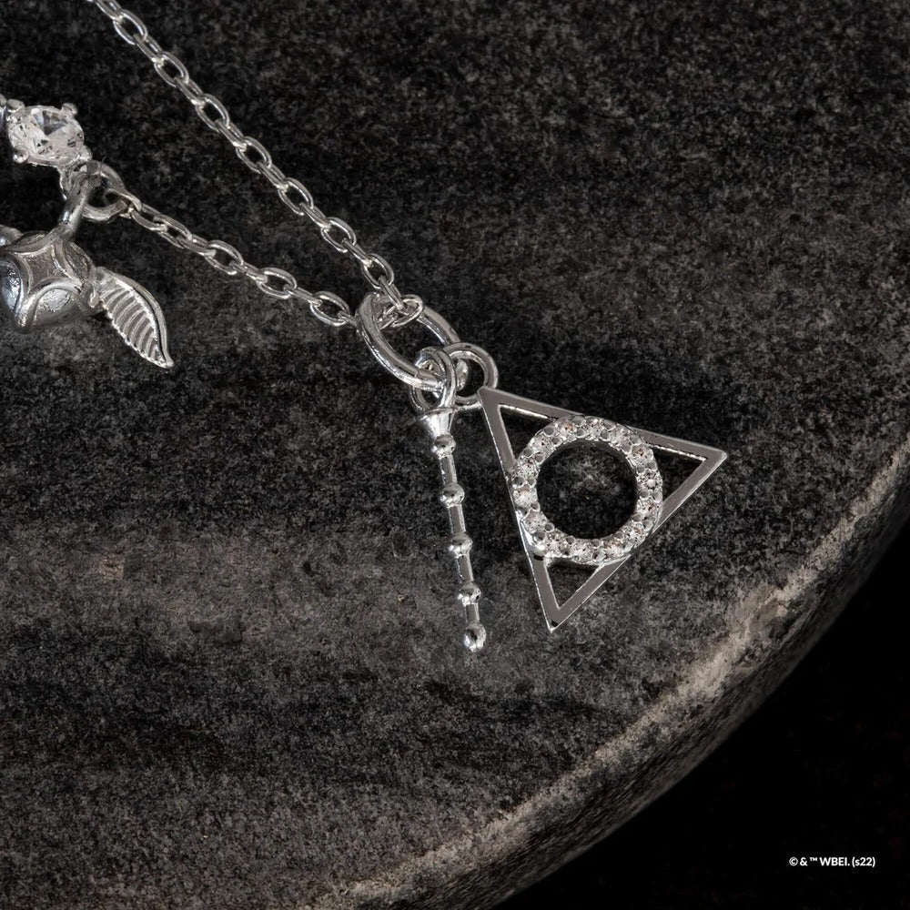 Harry Potter x Short Story Necklace - Deathly Hallows - Silver