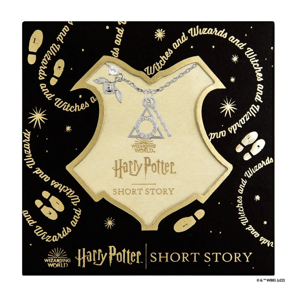 Harry Potter x Short Story Necklace - Deathly Hallows - Silver