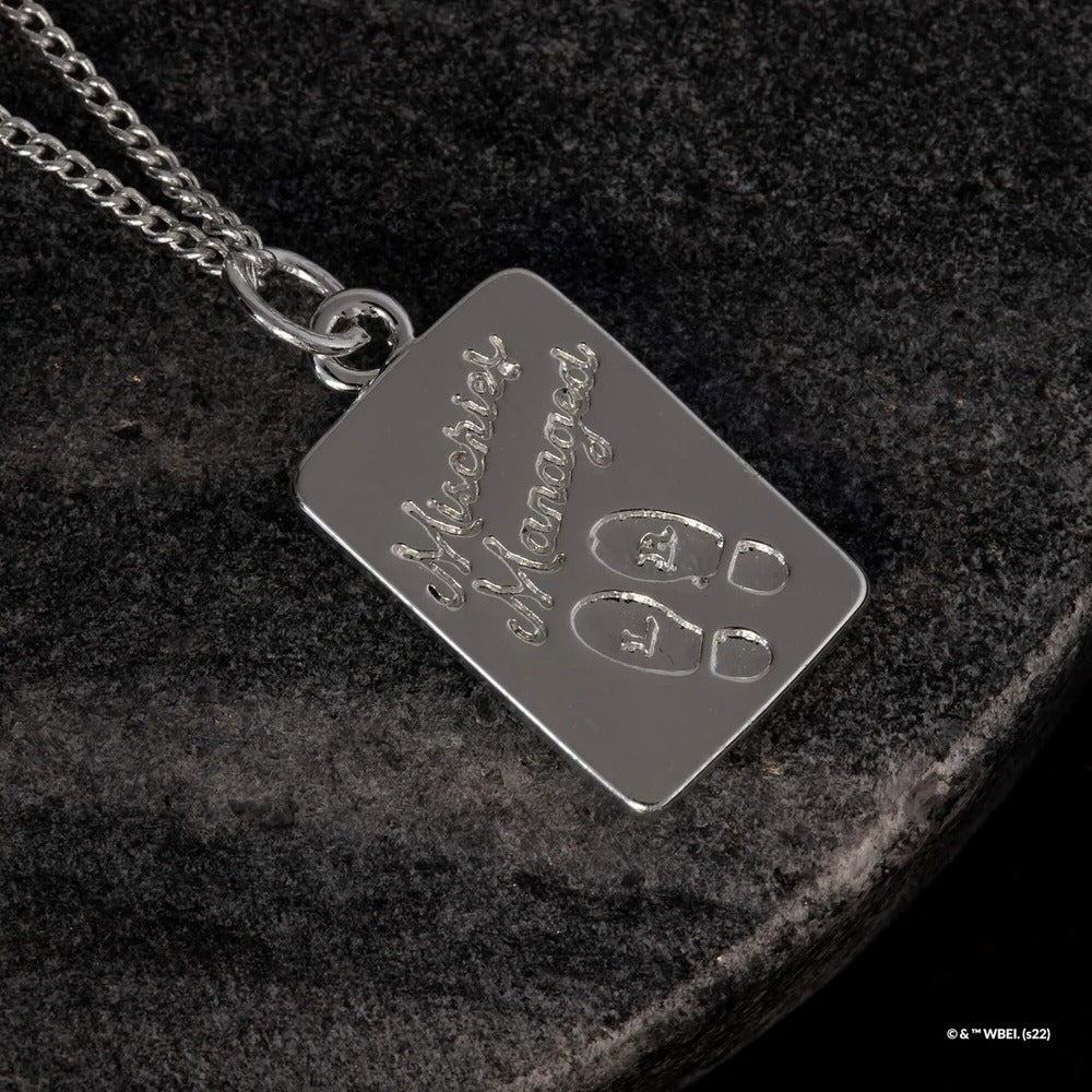 Harry Potter x Short Story Necklace - Marauder's Map - Silver