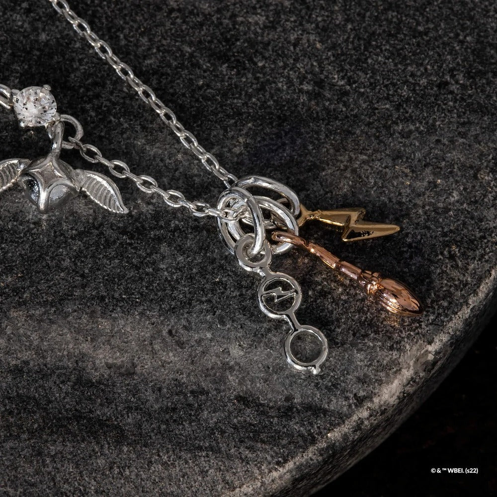 Harry Potter x Short Story Necklace - Harry Trio - Silver