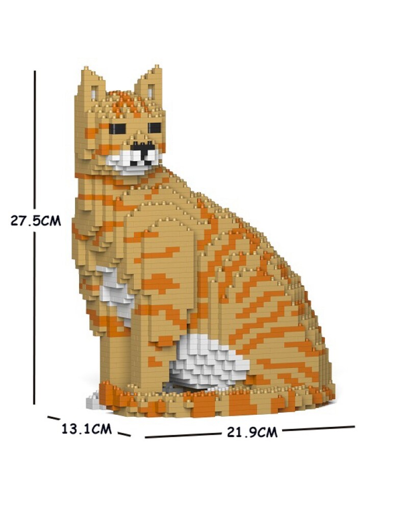 Jekca Animals - Tabby Cat Ginger Sitting 27cm