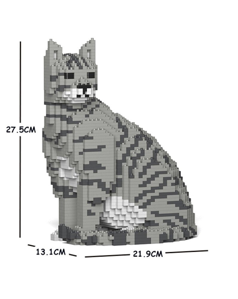 Jekca Animals - Tabby Cat Grey Sitting 27cm