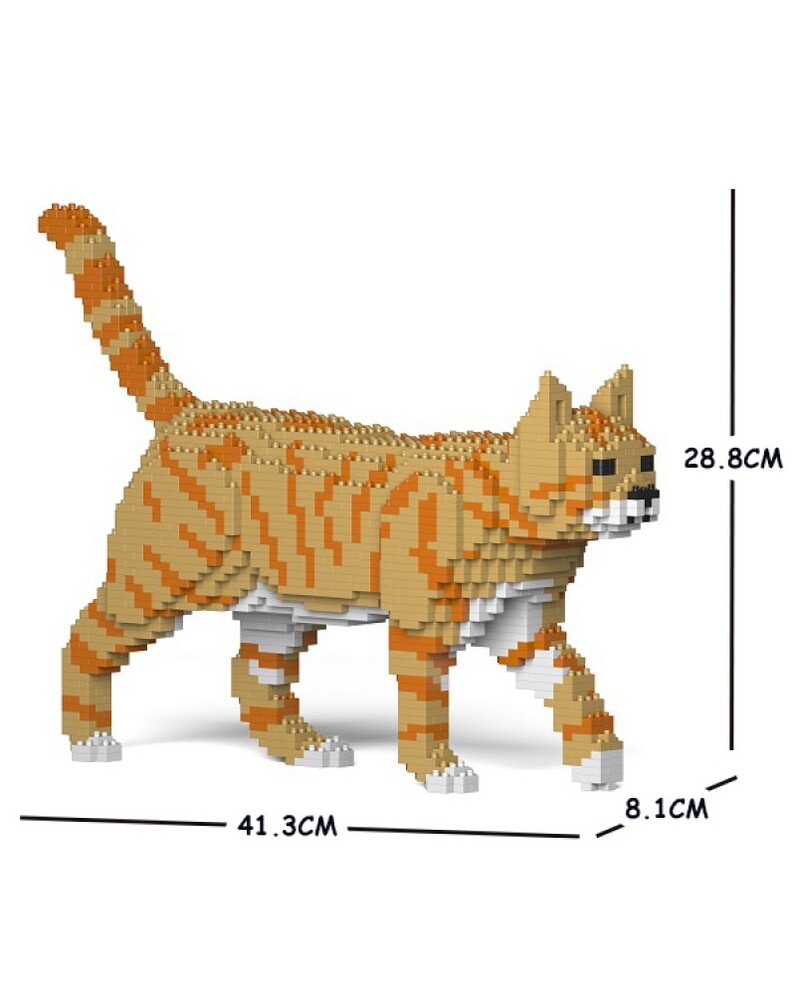 Jekca Animals - Tabby Cat Ginger Walking 28cm