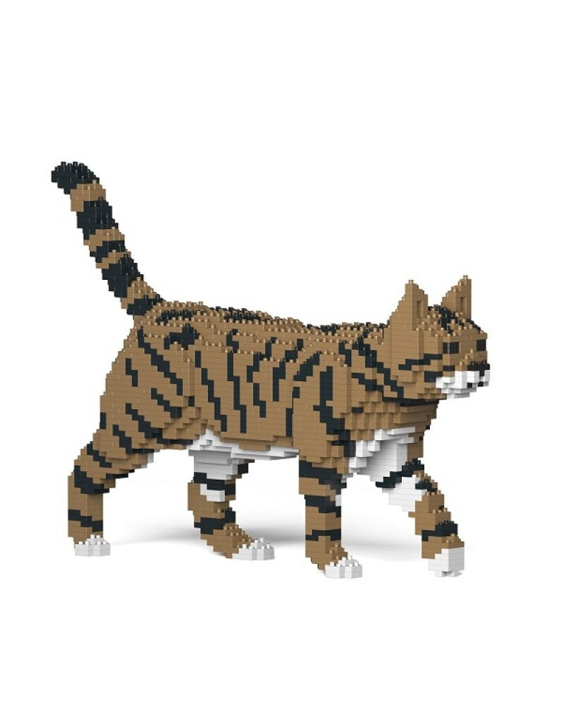 Jekca Animals - Tabby Cat Brown Walking 28cm
