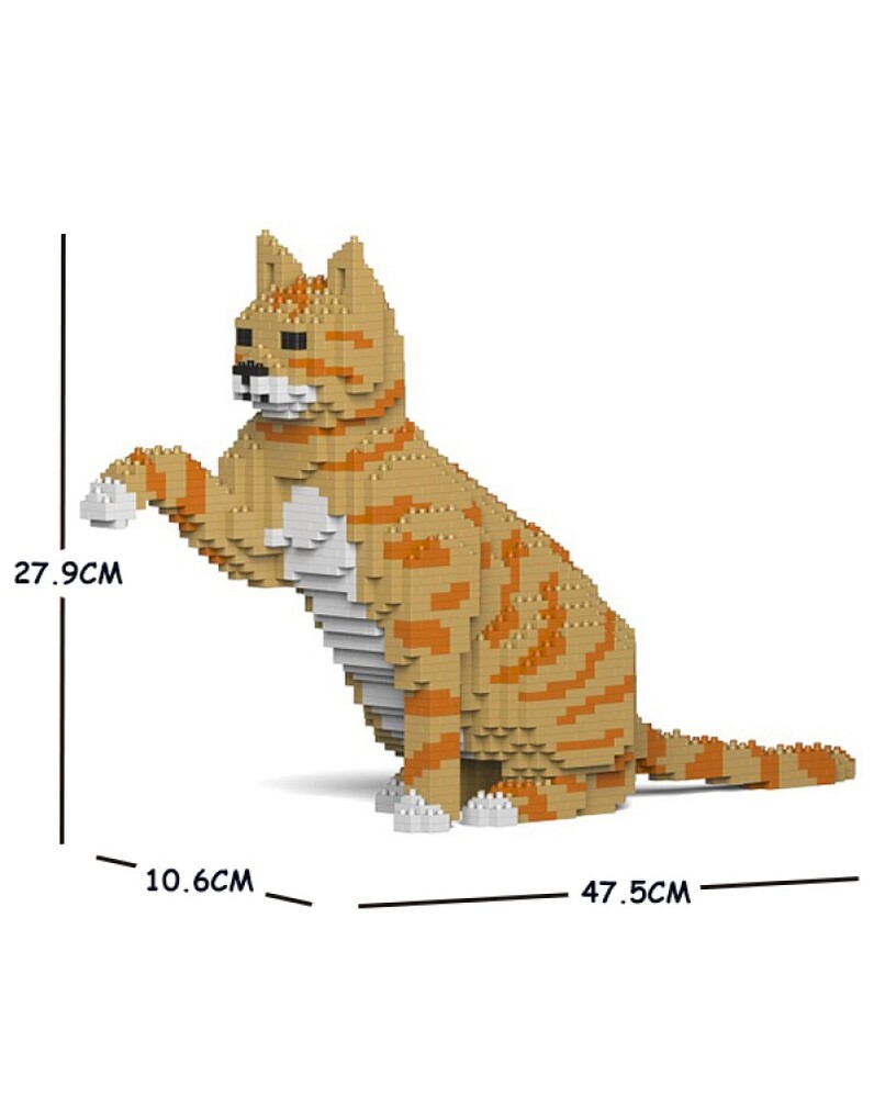 Jekca Animals - Tabby Cat Ginger Pawing 27cm