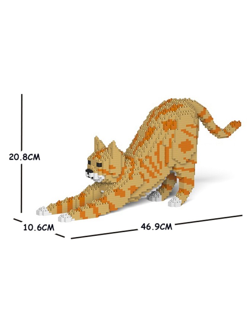 Jekca Animals - Tabby Cat Ginger Stretching 20cm