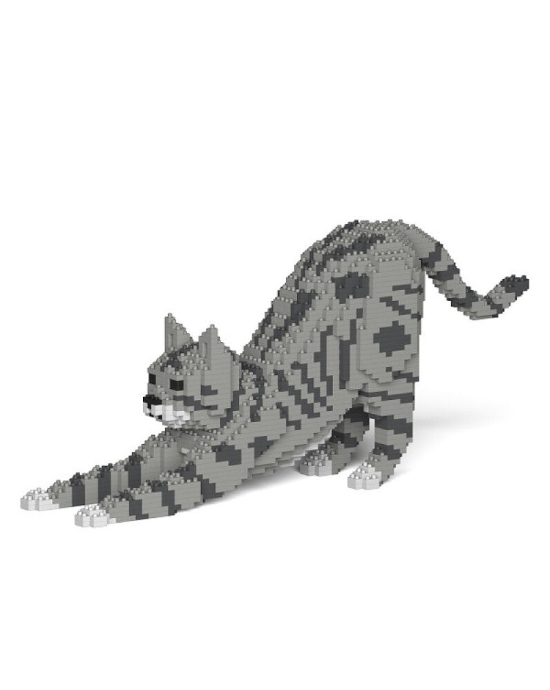 Jekca Animals - Tabby Cat Grey Stretching 20cm