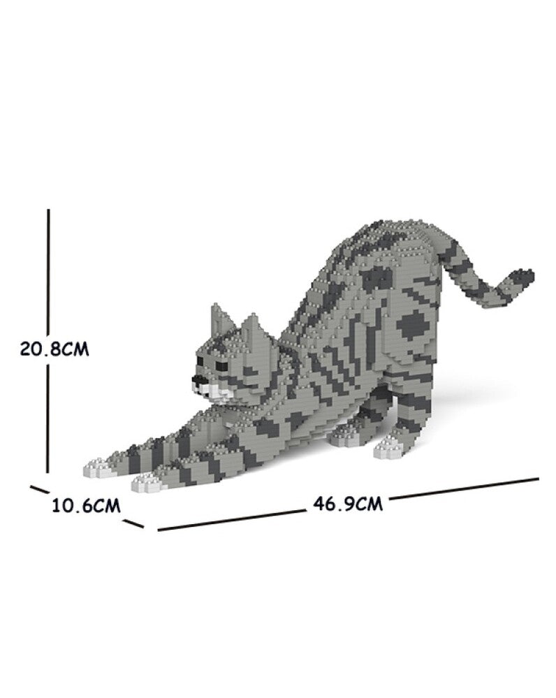 Jekca Animals - Tabby Cat Grey Stretching 20cm
