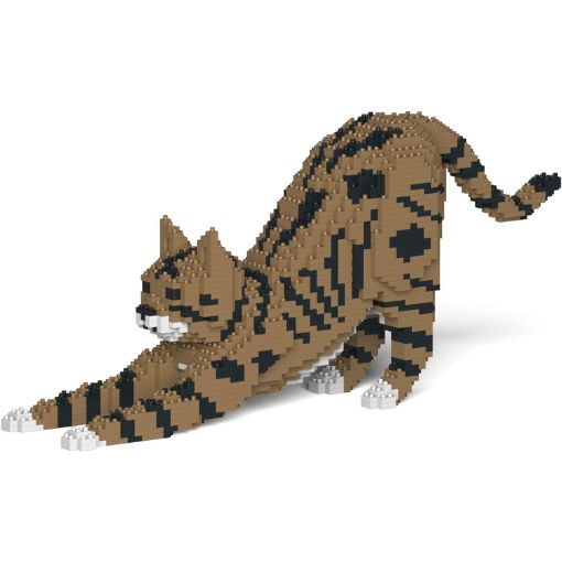 Jekca Animals - Tabby Cat Brown Stretching 20cm