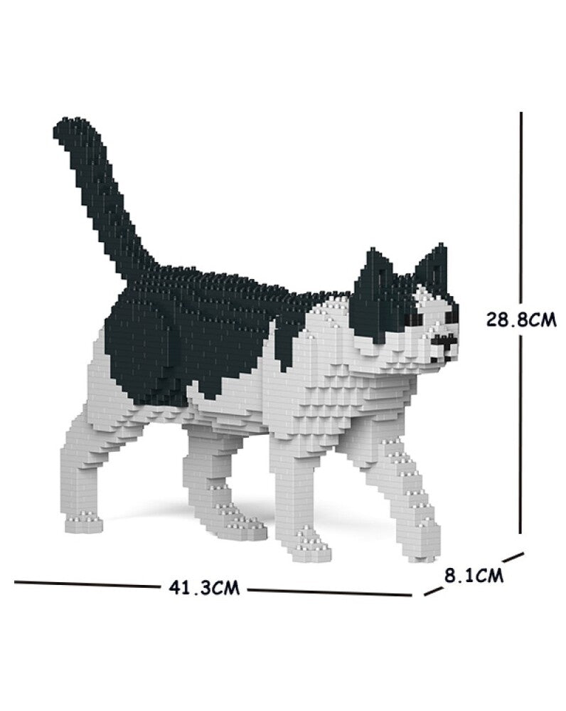 Jekca Animals - Black & White Cat Walking 28cm