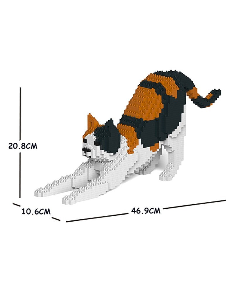 Jekca Animals - Calico Cat Stretching 20cm