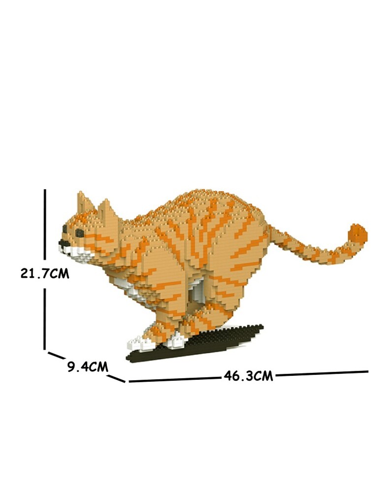 Jekca Animals - Tabby Cat Ginger Running 21cm