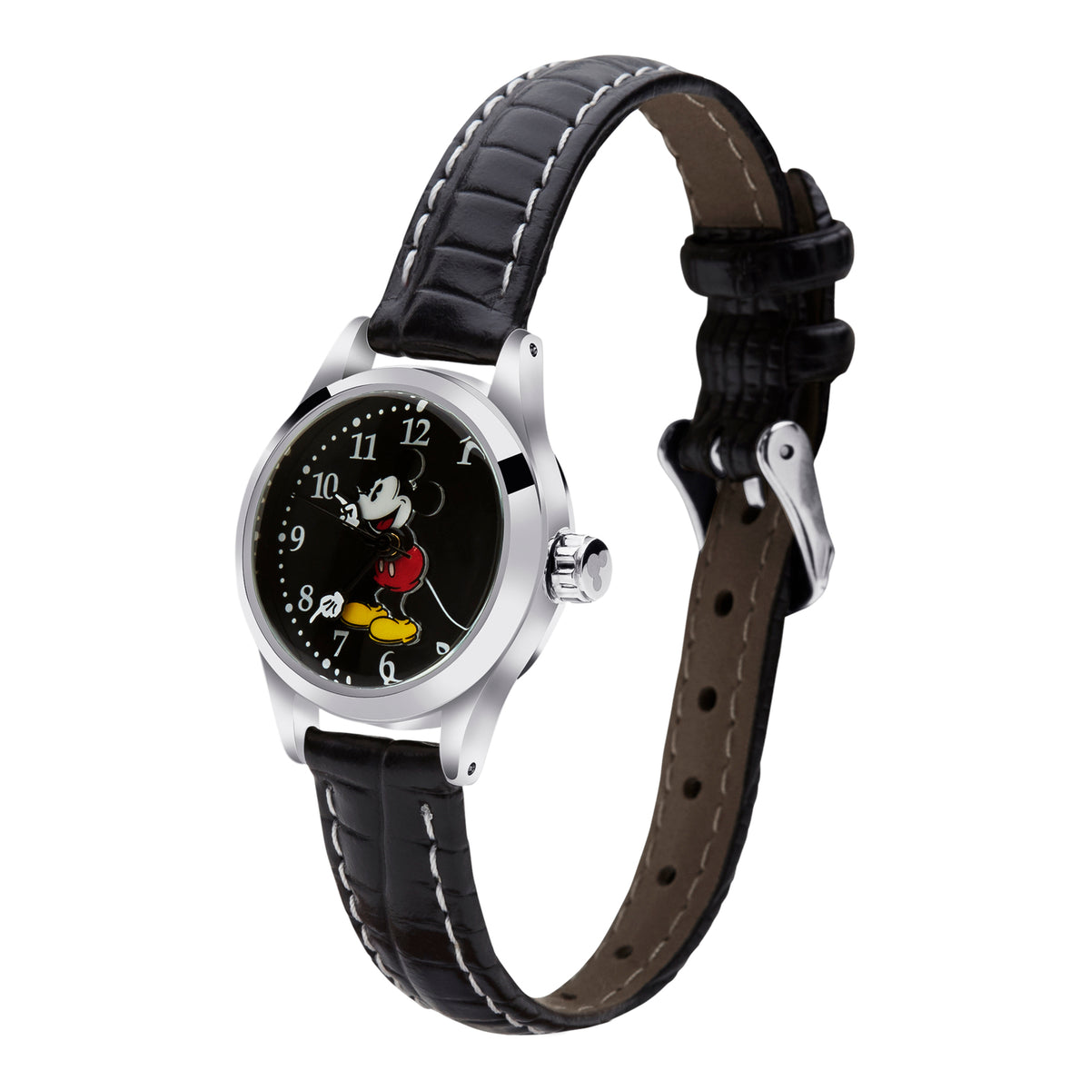 The Original Mickey Collection Watch - Silver + Croc Black 25mm