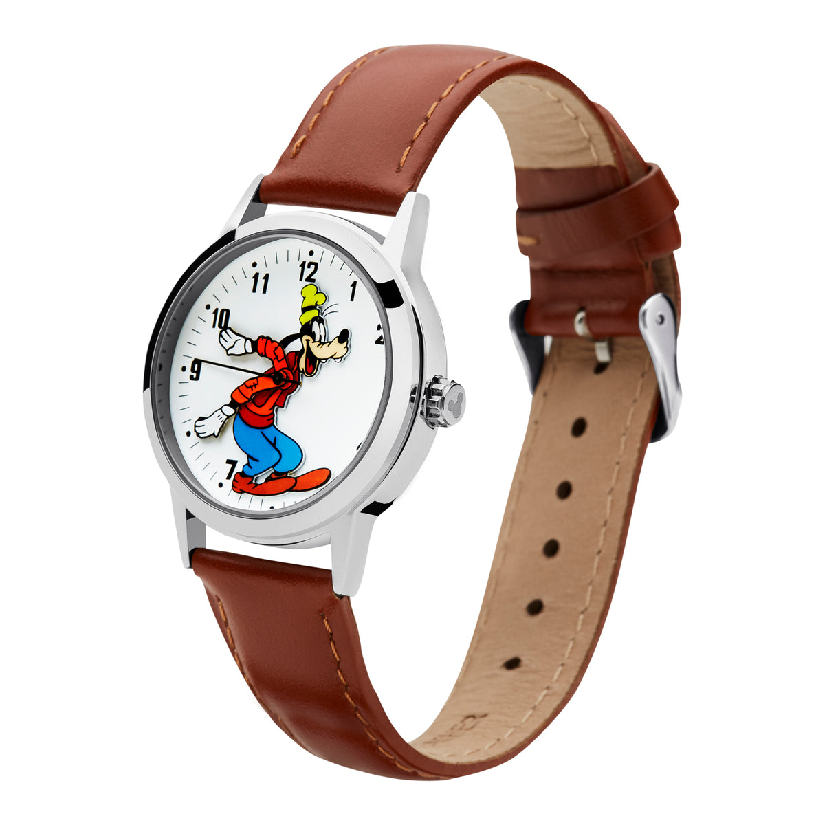 The Original Mickey Collection Watch - Silver + Brown 35mm Ft Bold Goofy