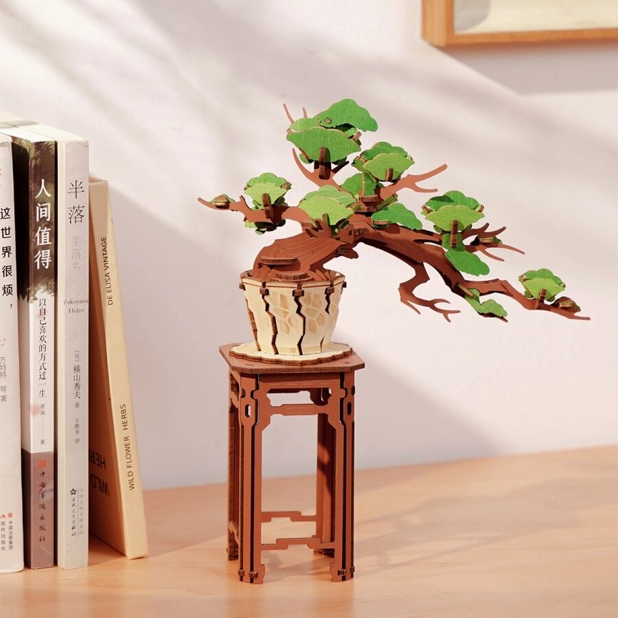 Rolife Wooden Model - DIY 3D Wooden Puzzle Evergreen Pine Bonsai