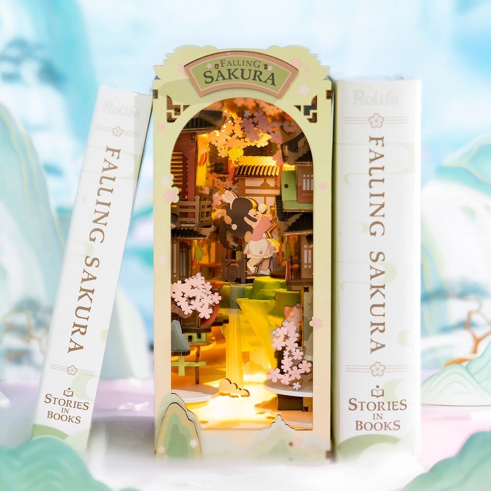 Rolife Wooden Model - DIY Miniature House Book Nook Falling Sakura