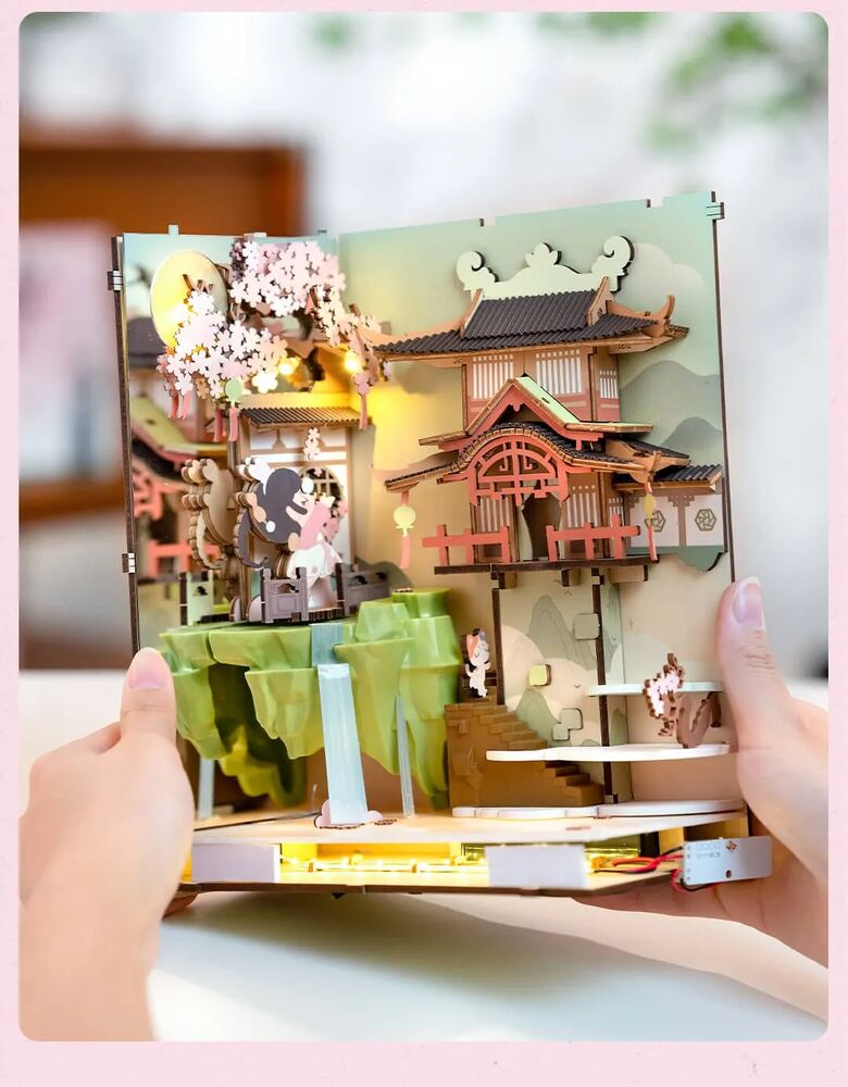 Rolife Wooden Model - DIY Miniature House Book Nook Falling Sakura