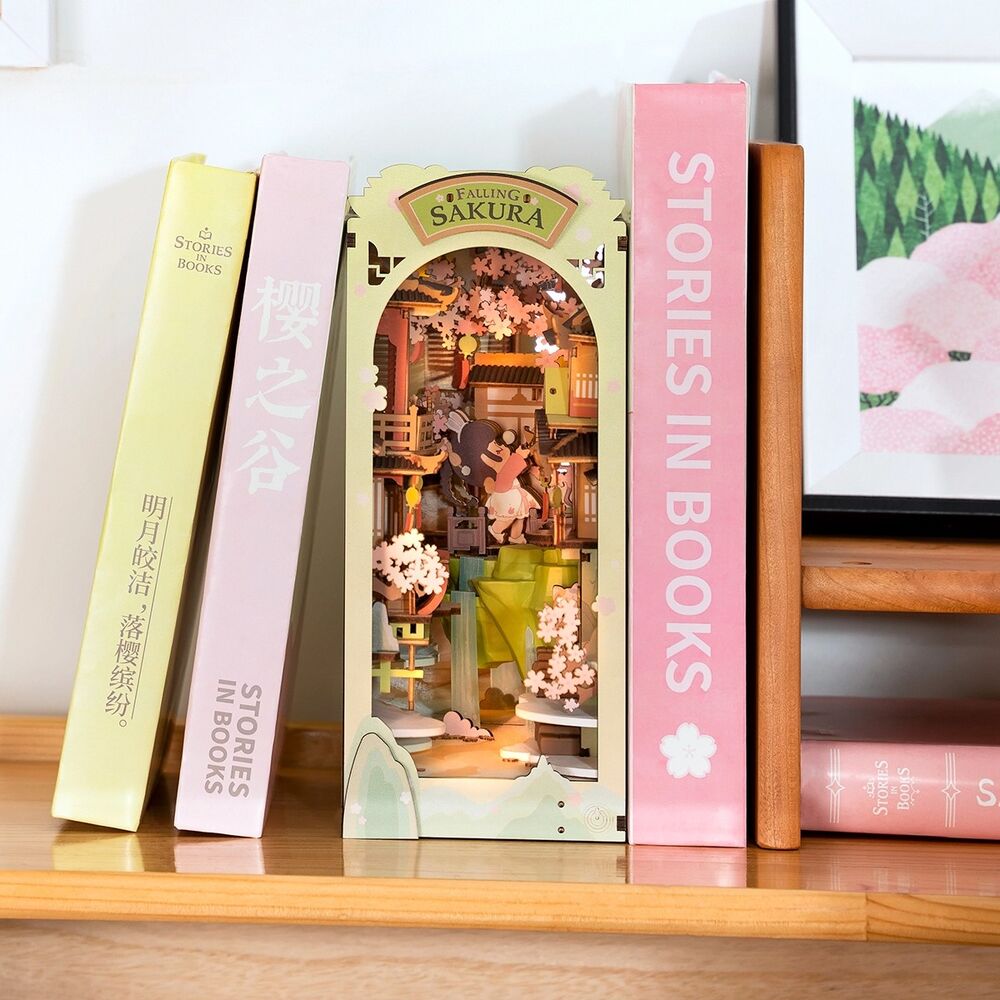 Rolife Wooden Model - DIY Miniature House Book Nook Falling Sakura