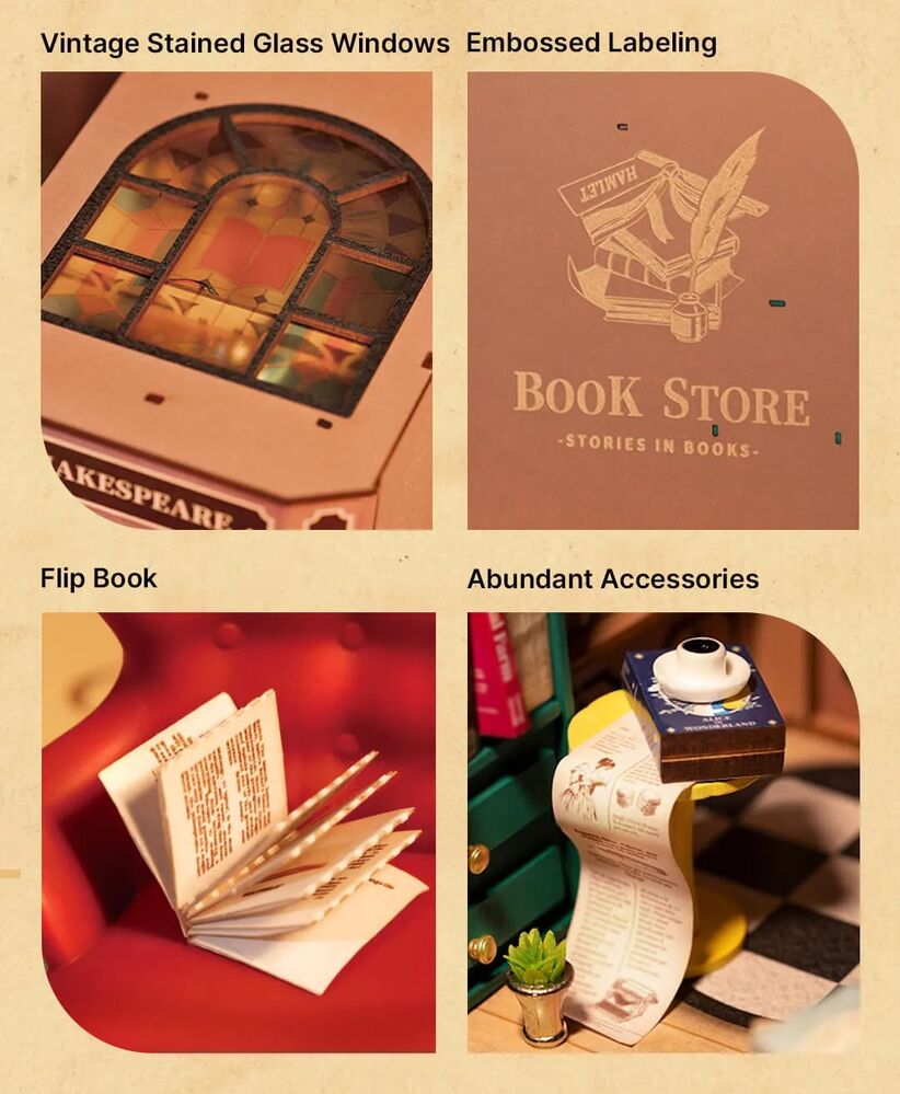 Rolife Wooden Model - DIY Miniature House Book Nook Bookstore