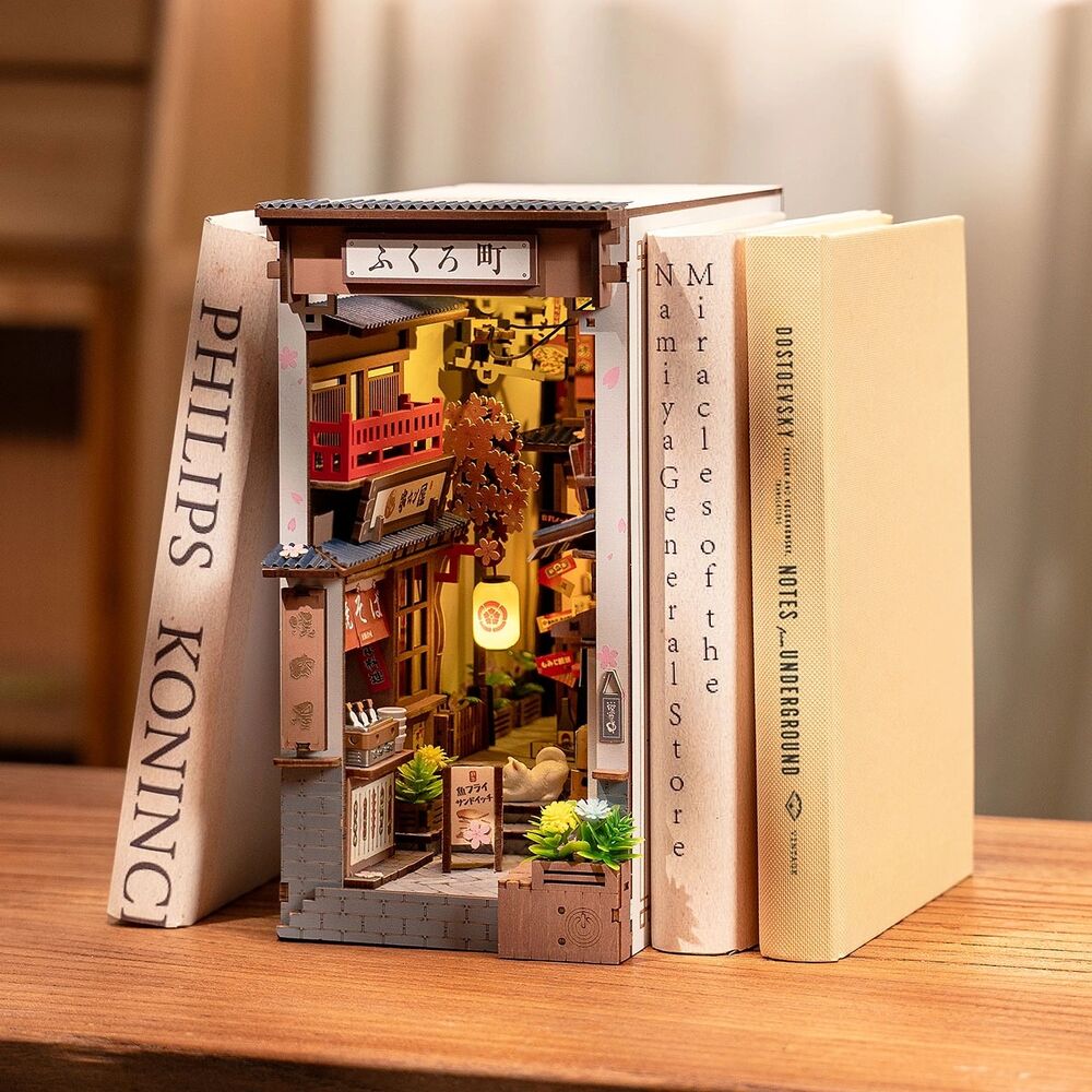 Rolife Wooden Model - DIY Miniature House Book Nook Sakura Wine Alley