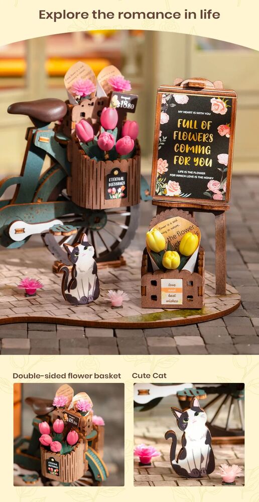 Rolife Wooden Model - DIY Miniature House Blossom Cart