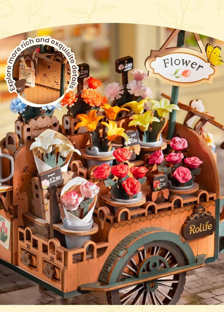 Rolife Wooden Model - DIY Miniature House Blossom Cart