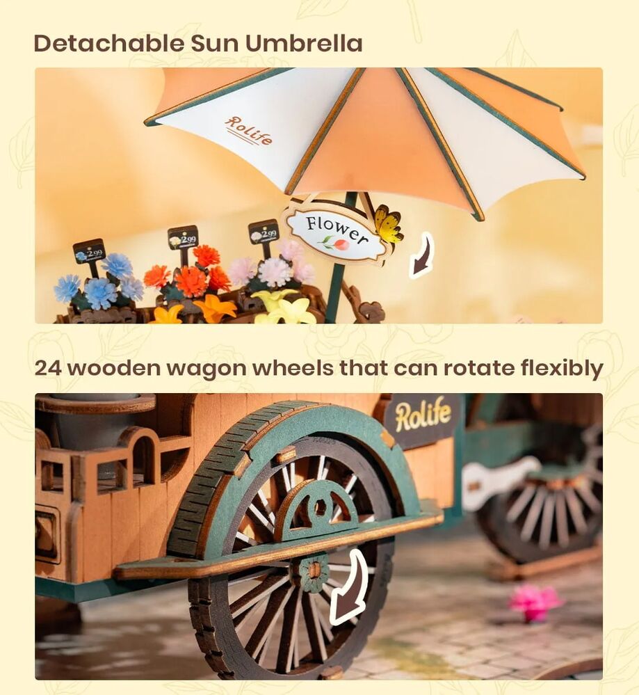 Rolife Wooden Model - DIY Miniature House Blossom Cart