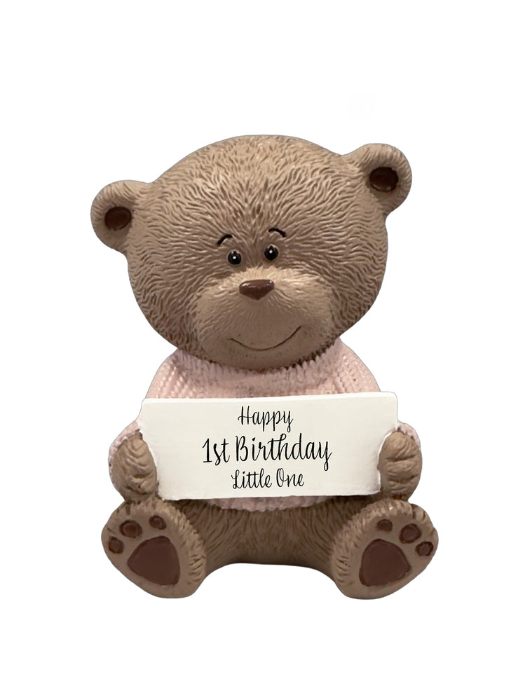 Teddy Moments Bear - Happy 1st Birthday Little One Pink