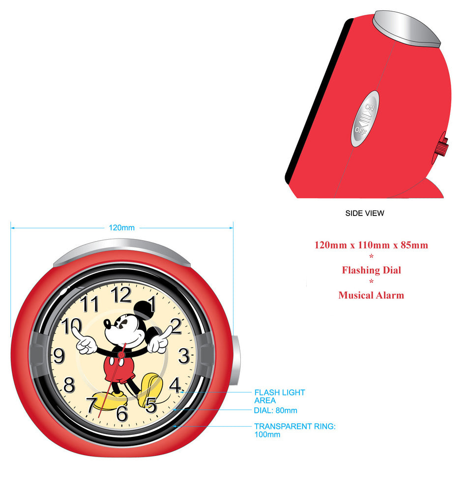 The Original Mickey Collection Mickey Mouse Musical Alarm Clock - Red