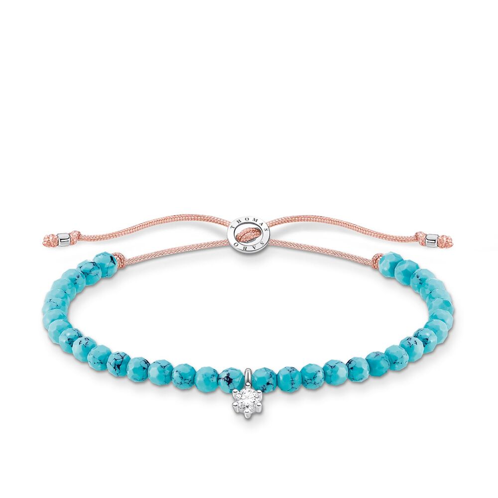 Thomas Sabo Charm Club - White Stone with Turquoise Silver Bracelet