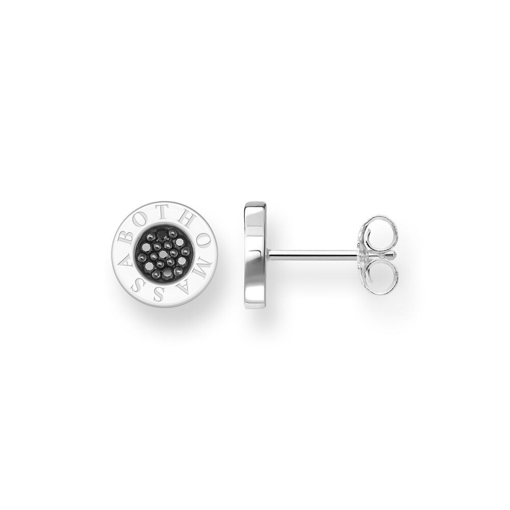 Thomas Sabo Earrings - Classic Pavé Black Stones Silver Studs