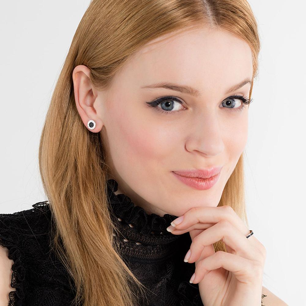 Thomas Sabo Earrings - Classic Pavé Black Stones Silver Studs