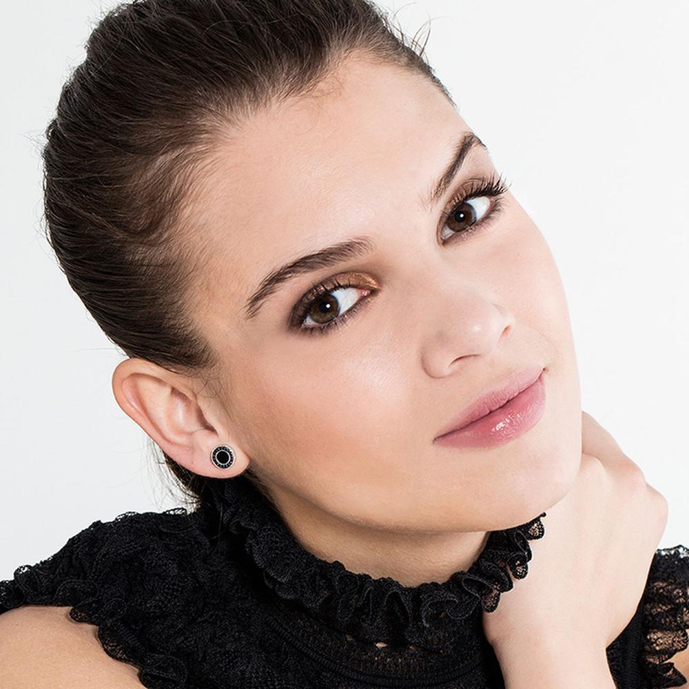 Thomas Sabo Earrings - Classic Pavé Black Stones with Onyx Silver Studs