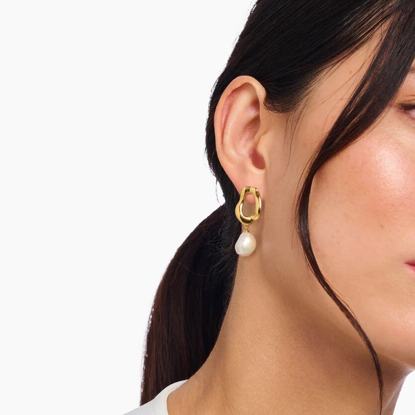 Thomas Sabo Earrings - Freshwater Pearl Yellow Gold Studs