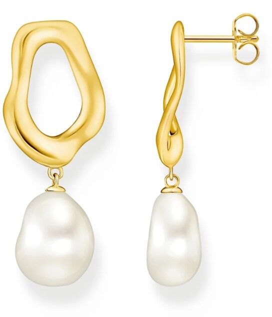 Thomas Sabo Earrings - Freshwater Pearl Yellow Gold Studs