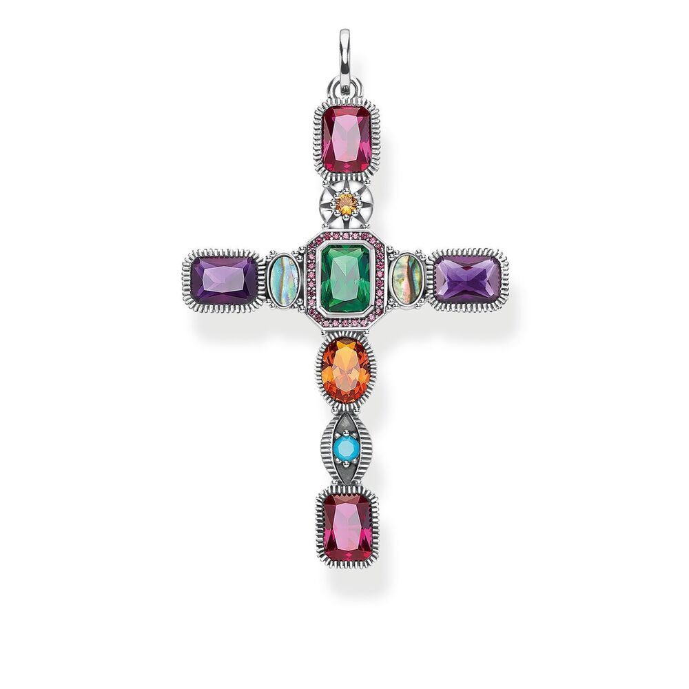 Thomas Sabo Pendant - Cross Colourful Stones Silver
