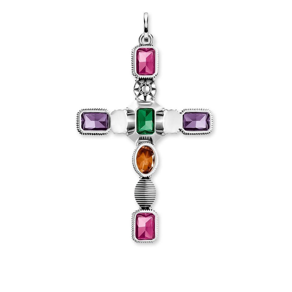 Thomas Sabo Pendant - Cross Colourful Stones Silver