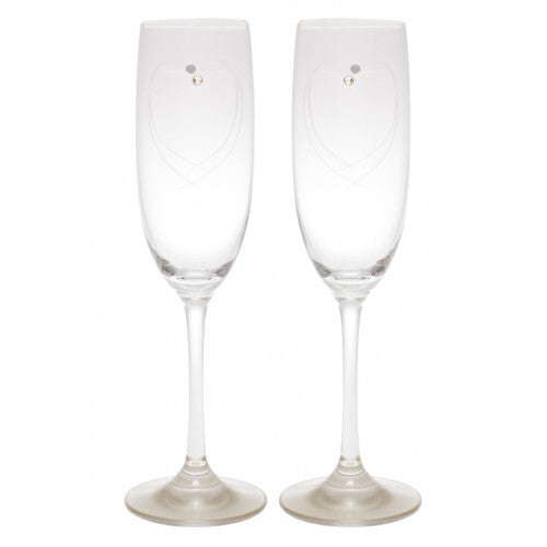 Diamante Heart Flute - (Set of 2)