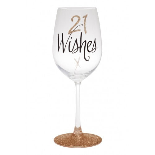 Rose Gold Wine Glass - 21 Wishes
