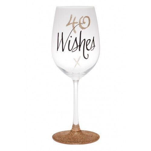Rose Gold Wine Glass - 40 Wishes