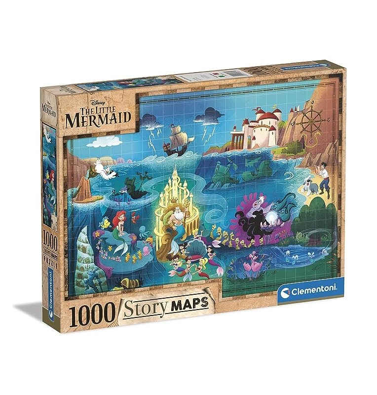 Clementoni Puzzle 1000pc - Disney The Little Mermaid Story Maps