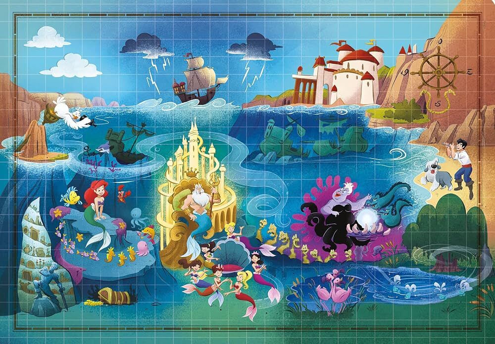 Clementoni Puzzle 1000pc - Disney The Little Mermaid Story Maps