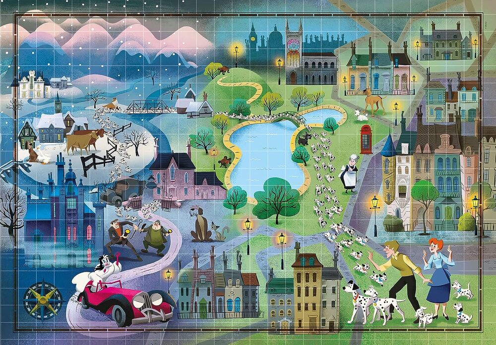 Clementoni Puzzle 1000pc - Disney 101 Dalmations Story Maps