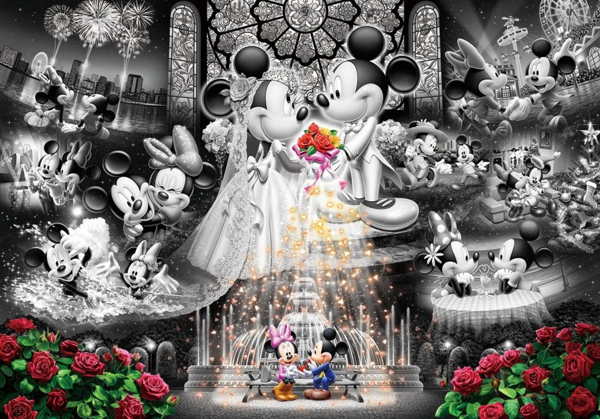 Tenyo Puzzle 1000pc - Disney Mickey and Minnie - Forever Promise Wedding Dream Frost Art